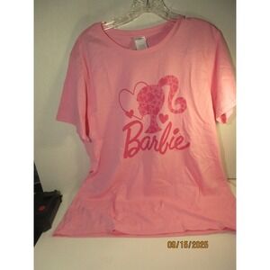 Barbie Graphic T Shirt Women's XL Pink Heart Silhouette Port & Company NEW